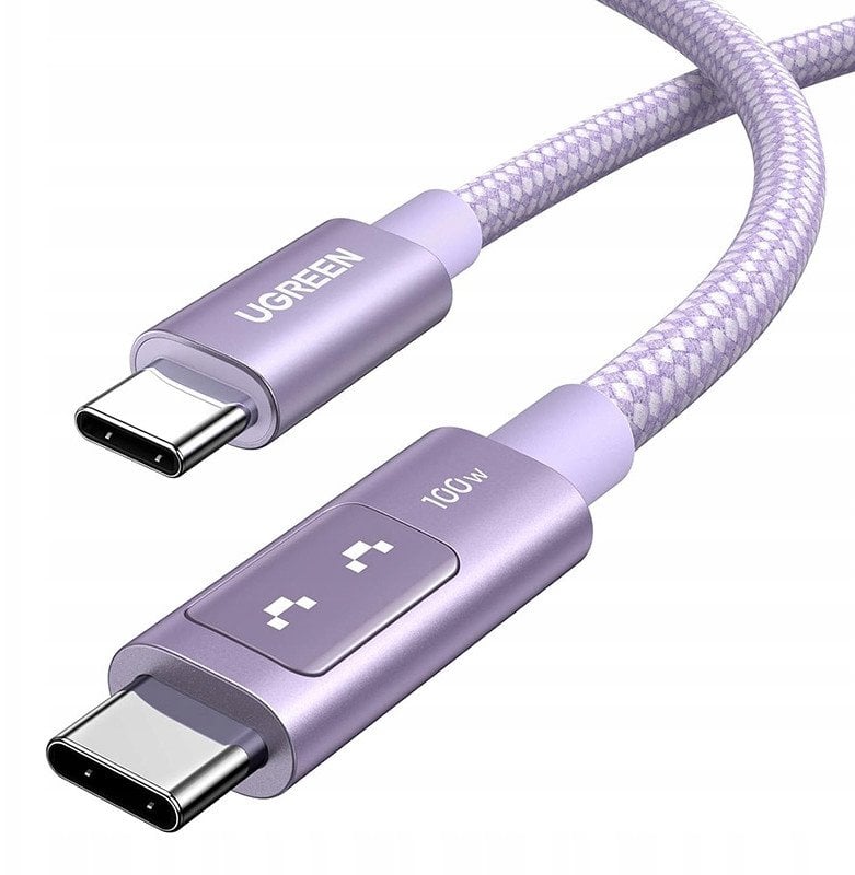 Kабел USB C во USB C Ugreen L509 65216, 100W 5A, 2m, најлон, виолетова