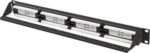 Patch panel Lanberg PPUA-1024-B, 24 porta RJ-45 Cat.6A, 1U 19", i zi