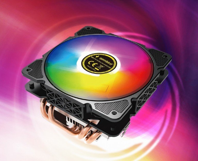 Ftohës CPU Gembird Huracan X140, 100 W, ARGB, i zi