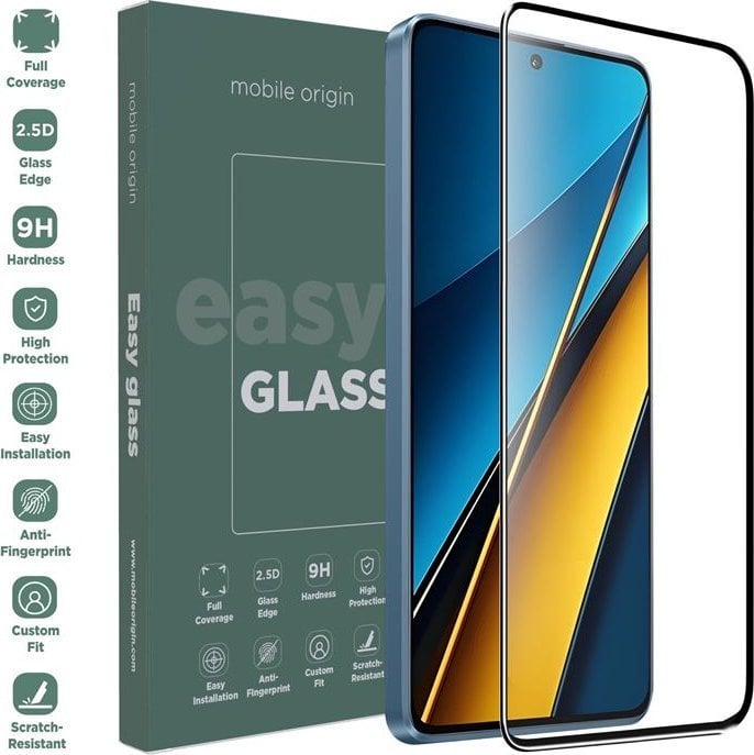Xham mbrojtës Mobile Origin EasyGlass për Xiaomi Poco X6 5G, rezistent ndaj goditjeve, transparent