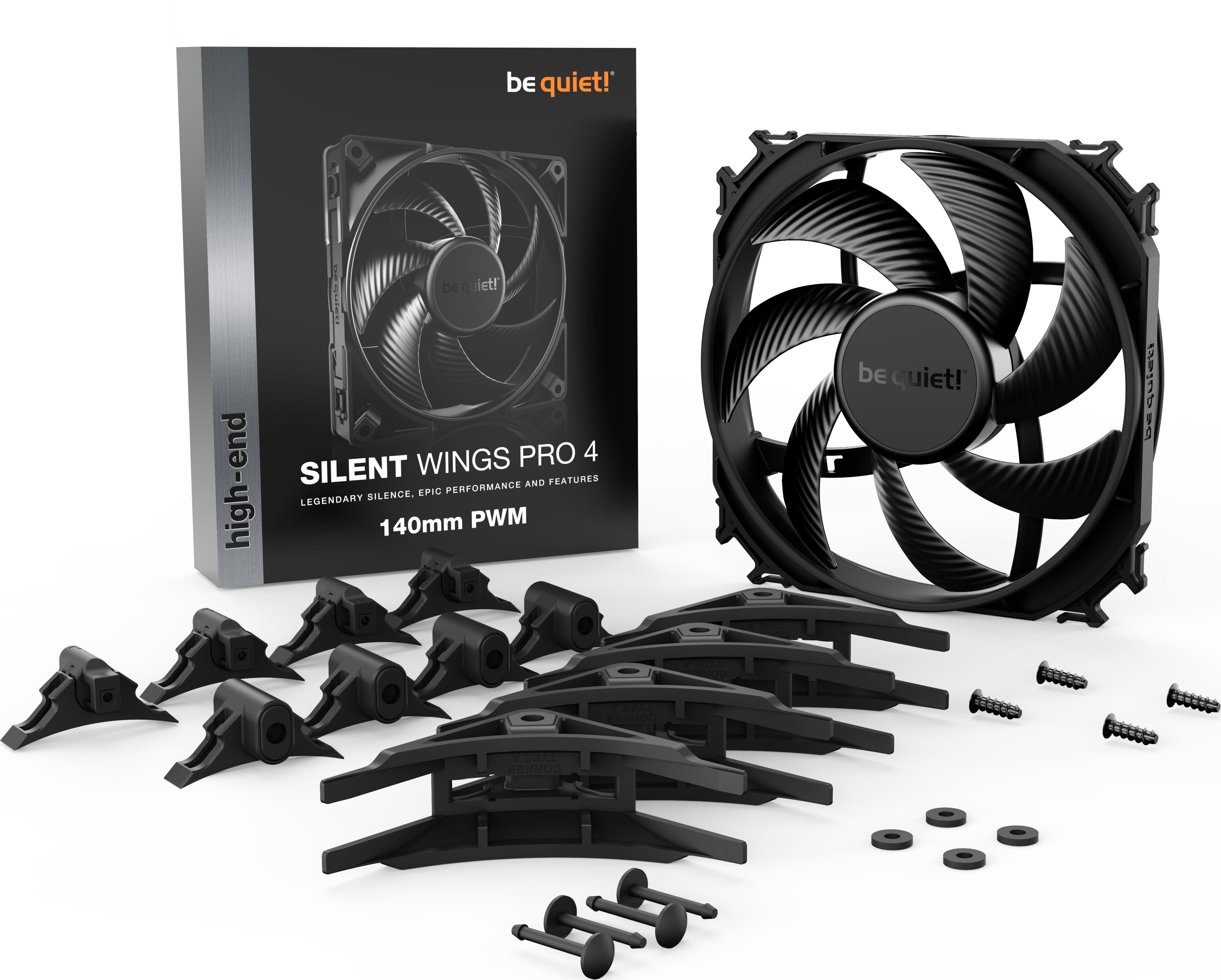 Ventilator kase Be Quiet Silent Wings Pro 4, 140mm, PWM, i zi