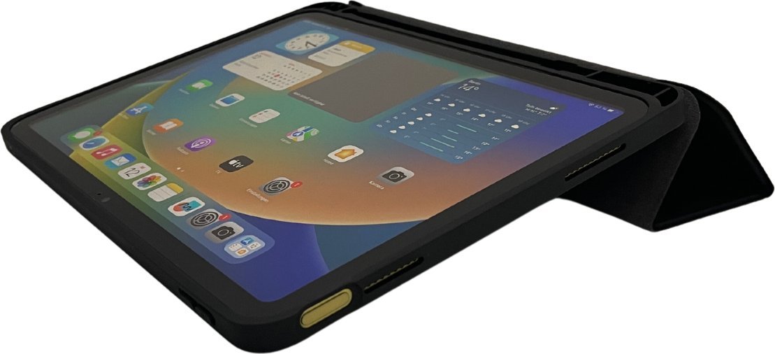 Навлака за таблет DEQSTER Slim Case за iPad 10.9 генерација 10, со трикратен капак, со држач за пенкало, црна
