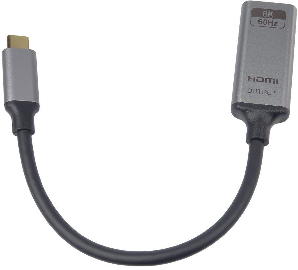Adapter USB C në HDMI PremiumCord, 8K 60Hz, kabllo 20 cm, gri alumini