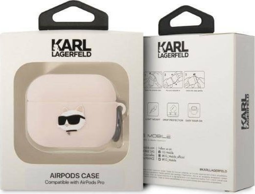Mbulesë Karl Lagerfeld Silicone Choupette Head 3D për Apple AirPods Pro, silikon, rozë