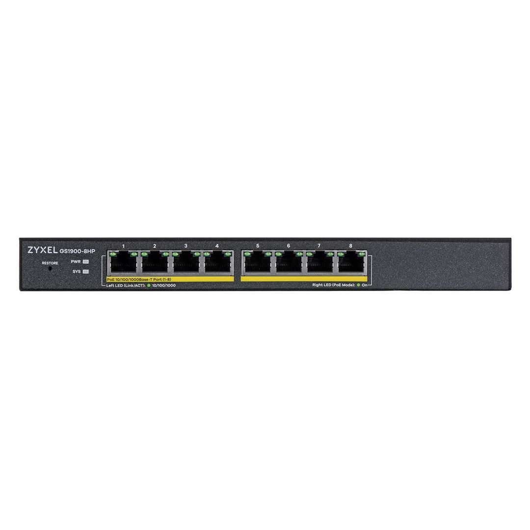 Switch rrjeti Zyxel GS1900-8HP, 8 porta Gigabit, PoE, i zi