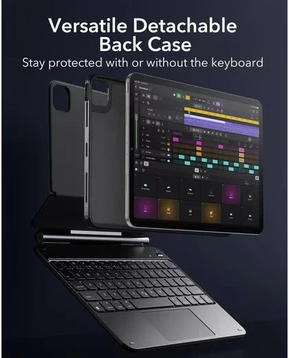 Mbrojtëse me tastierë ESR Rebound Magnetic 360, US, për iPad Pro 11" (4/3/2/1 Gen), Air (5/4 Gen), Air 11" (M2/M3/M4), e zezë