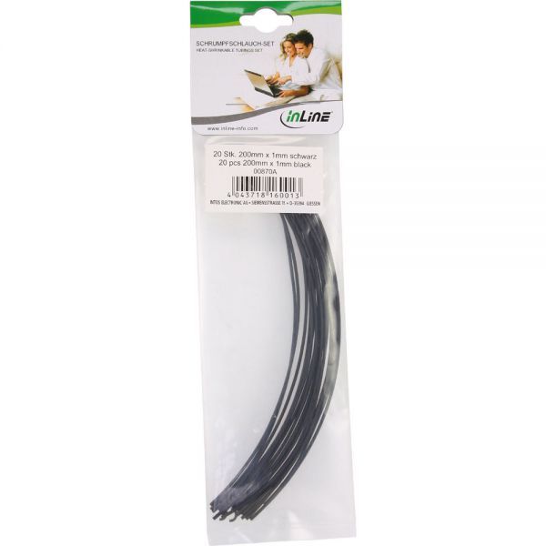 Tubat e tkurrjes së nxehtësisë InLine, 200 mm, 20 copë, 16 mm - 8 mm (00870G), të zi