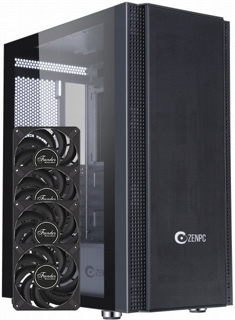 Kuti kompjuteri Zenpc Z5 Mesh, ATX, me ajrosje të mirë, e zezë