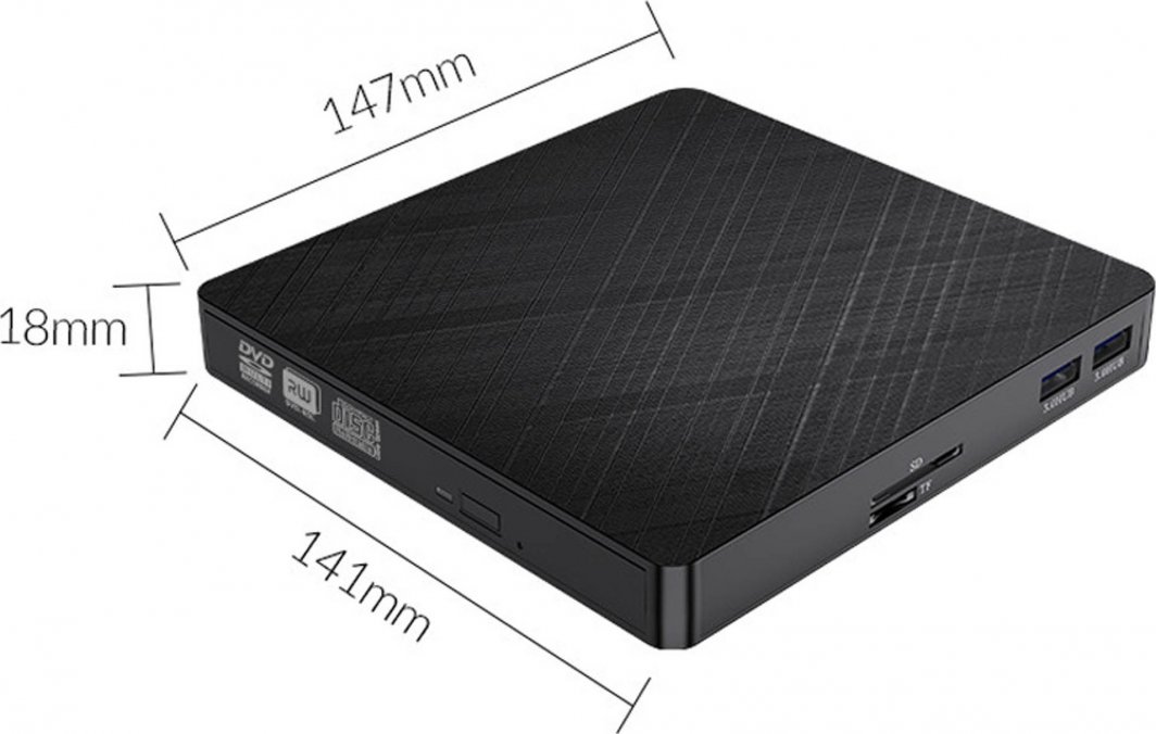 Disk i jashtëm Orico, USB 3.1,DVD-RW, i zi