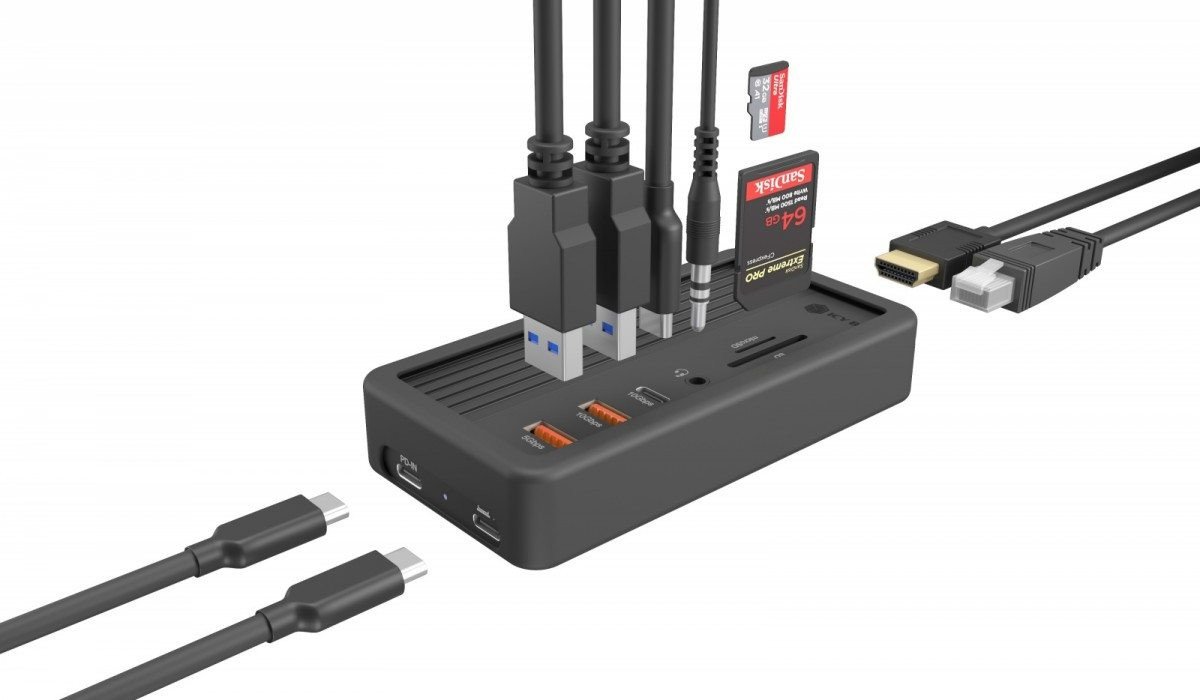 Docking station ICY BOX IB-DK4072M-CU31, 10 në 1, M.2 NVMe SSD, gri