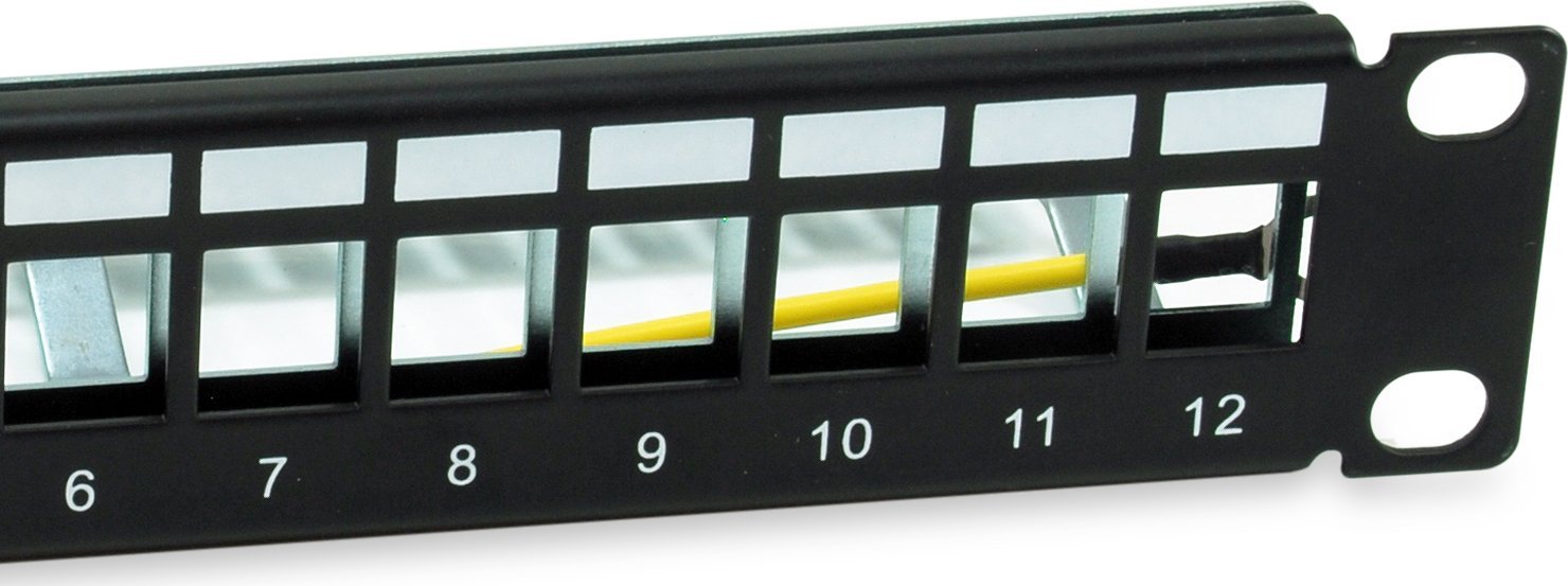 Patch panel LevelOne Equip 769331, 12 porta Keystone, i mbrojtur, i zi