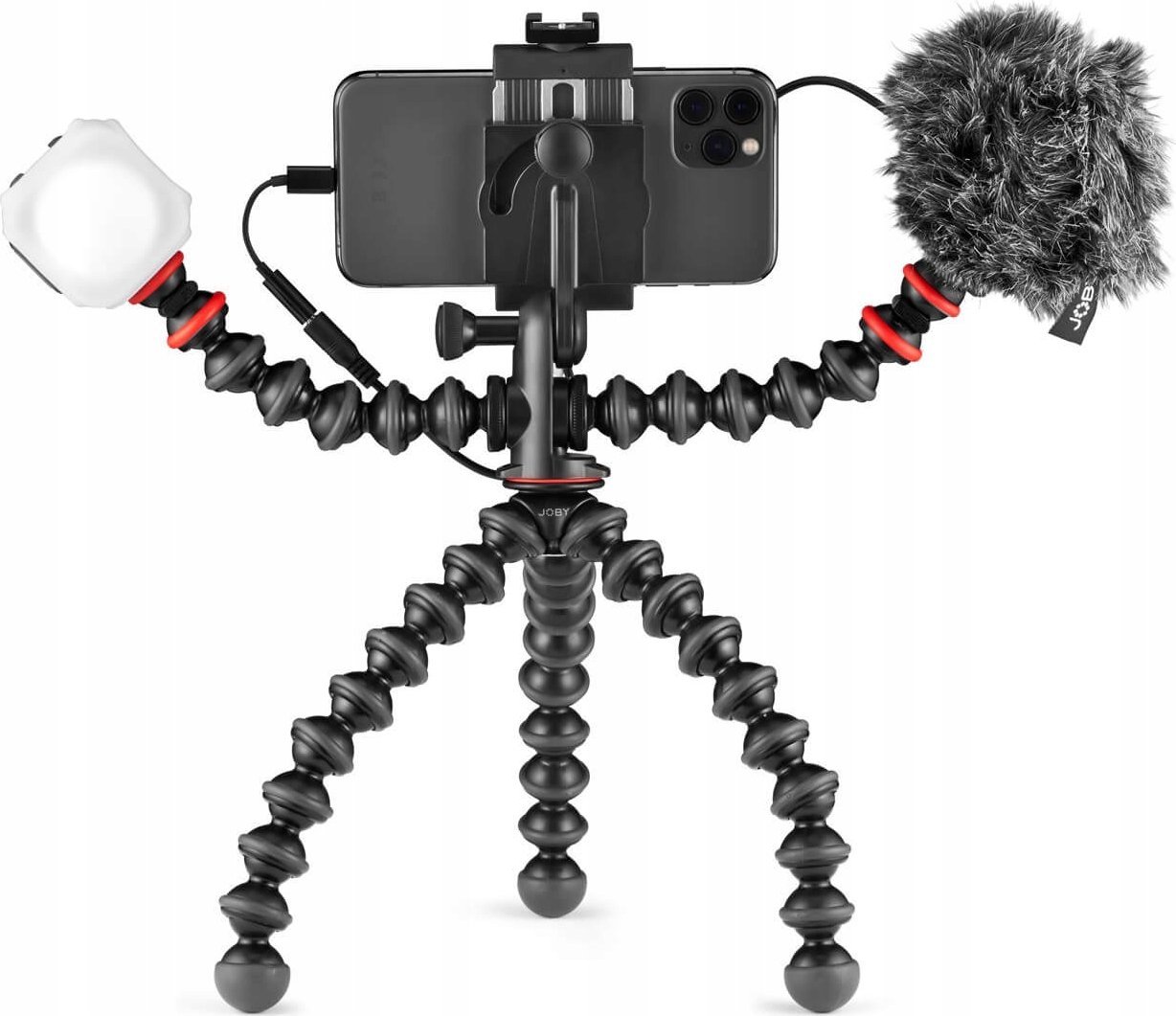 Set vlogimi për telefon JOBY GorillaPod Mobile Vlogging Kit JB01645, stativ fleksibil, dritë LED dhe mikrofon, i zi