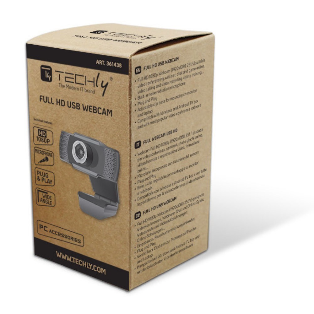 Webkamera Techly I-WEBCAM-60T, Full HD 1080p, USB 2.0, e zezë