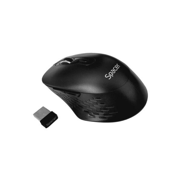 Mouse wireless Spacer, 2.4GHz dhe Bluetooth 5.1, 1600 DPI, optik, i zi