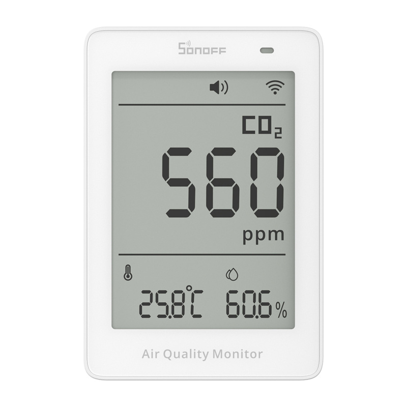 Monitor cilësie ajri Sonoff AirGuard SAWF-08P, CO2 temperaturë lagështi, Wi-Fi Matter, i bardhë