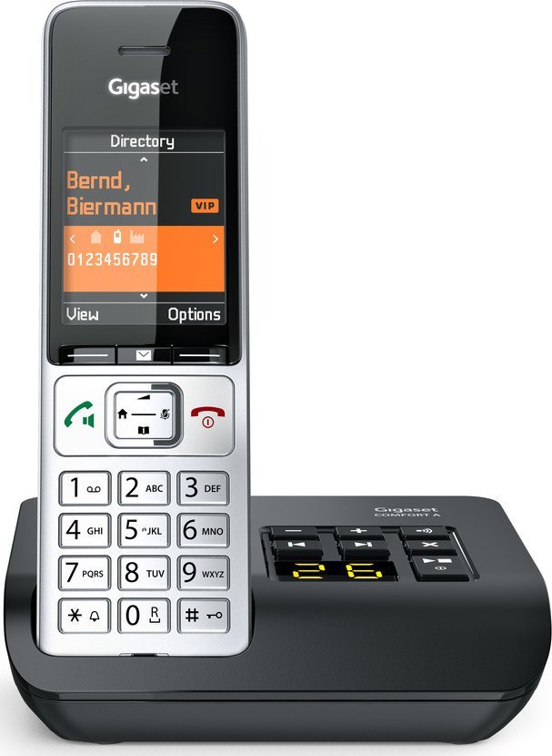 Telefon pa tel Gigaset COMFORT 500A, analog DECT, sekretari telefonike, i zi argjendtë