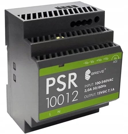 Furnizim energjie Breve PSR 10012, 12VDC 7.1A, montim në shina DIN, gri