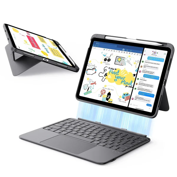 [OUTLET] Mbrojtëse me tastierë ESR Flex për iPad Air (4/5th gen), iPad Air 11" (M2/3), e hirtë e errët