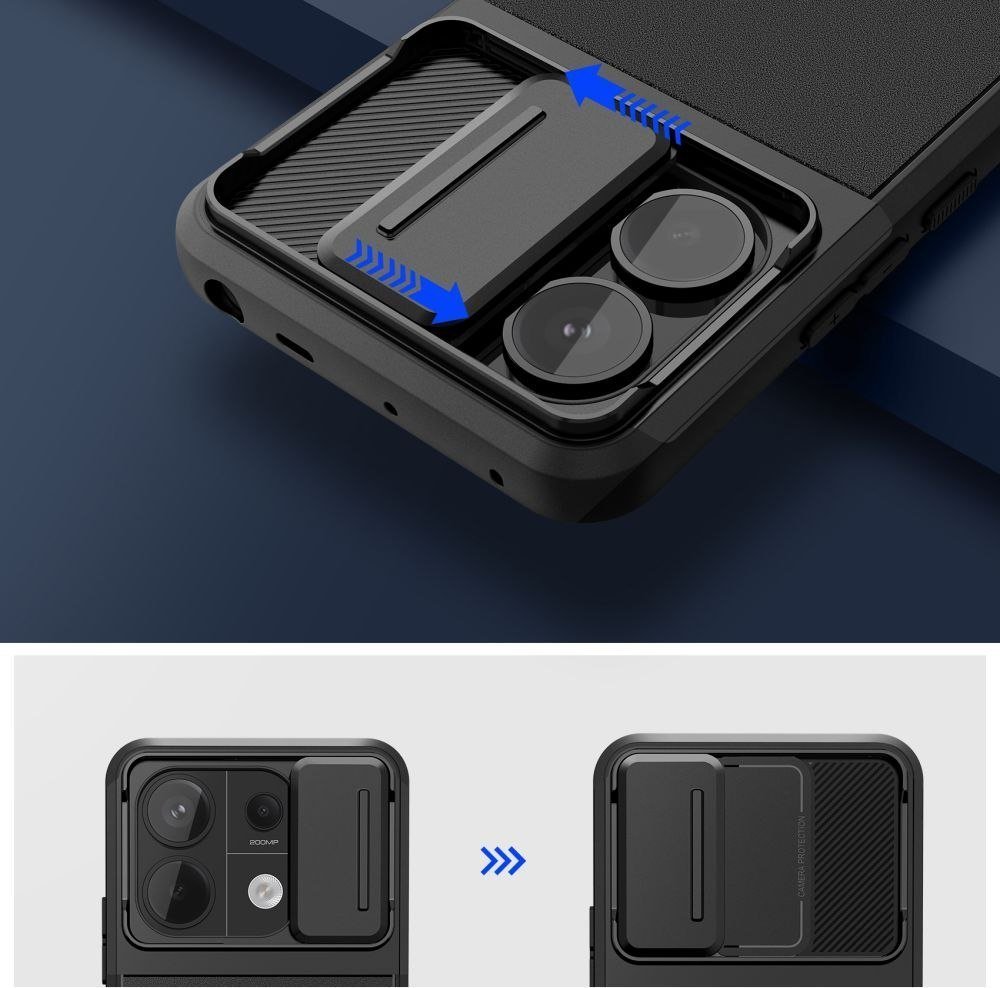 Kllëf telefoni Tech-Protect Velar Cam+ për Redmi Note 13 Pro 5G Poco X6 5G, mat, i zi