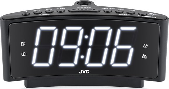 Radio orë JVC RA-E314B, projekcion ore, alarm i dyfishtë, e zezë