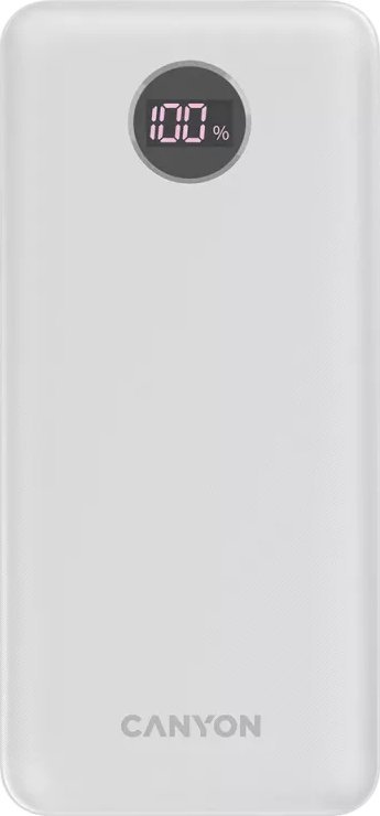 Power bank Canyon PB-2002W, 20000mAh, USB-C PD QC 3.0, i bardhë