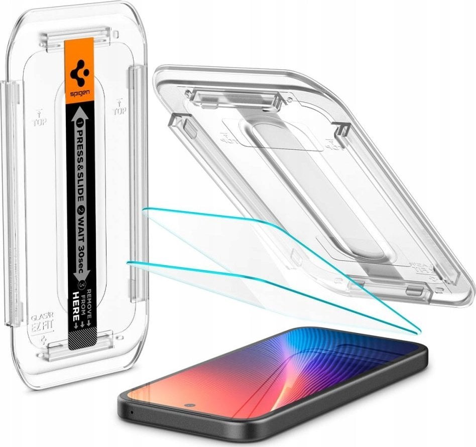 Заштита за екран Spigen Glass TR EZ Fit, 2 парчиња, за Google Pixel 9A, проѕирна