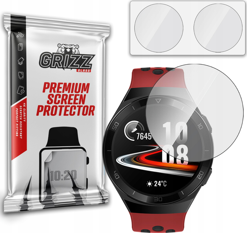 Mbrojtës ekrani GrizzGlass Hybrid Glass Huawei Watch GT 2e 46mm, xham hibrid, transparent