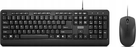 Set tastierë dhe maus Lenovo 160 Wired Combo, me kabllo, USB, i zi