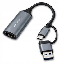 Adapter Qoltec USB C USB A në HDMI, 4K 30Hz, alumini, gri