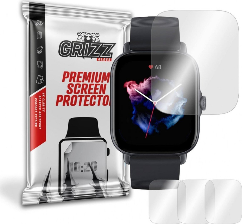Mbrojtës ekrani GrizzGlass Hydrogel Film, për Amazfit GTS 3, set 3 copë, transparent