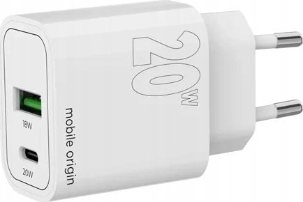 Karikues muri Mobile Origin MO12, PD 20W, 1x USB A 1x USB C, i bardhë