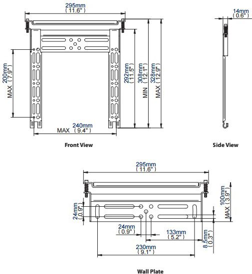 Mbajtës muri për TV B-Tech Wall Mount, deri 45", 35kg, i zi