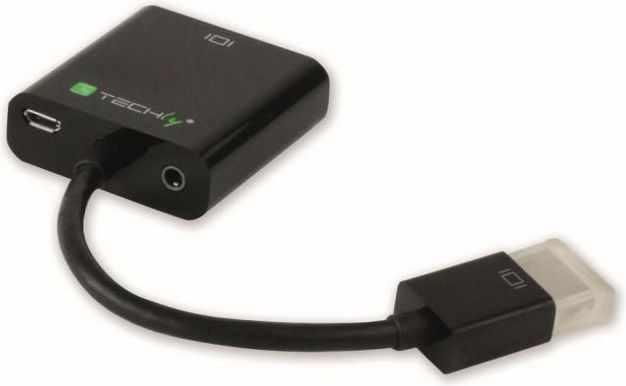 Adapter HDMI në VGA me audio Techly 306301, Full HD, i zi