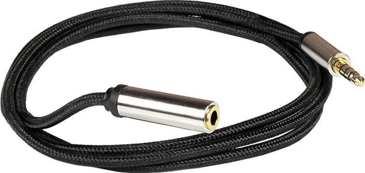 Kabllo zgjatuese audio Gembird PYTHON GC-M0237, 3.5mm 4 pole, tekstile, 1m, e zezë