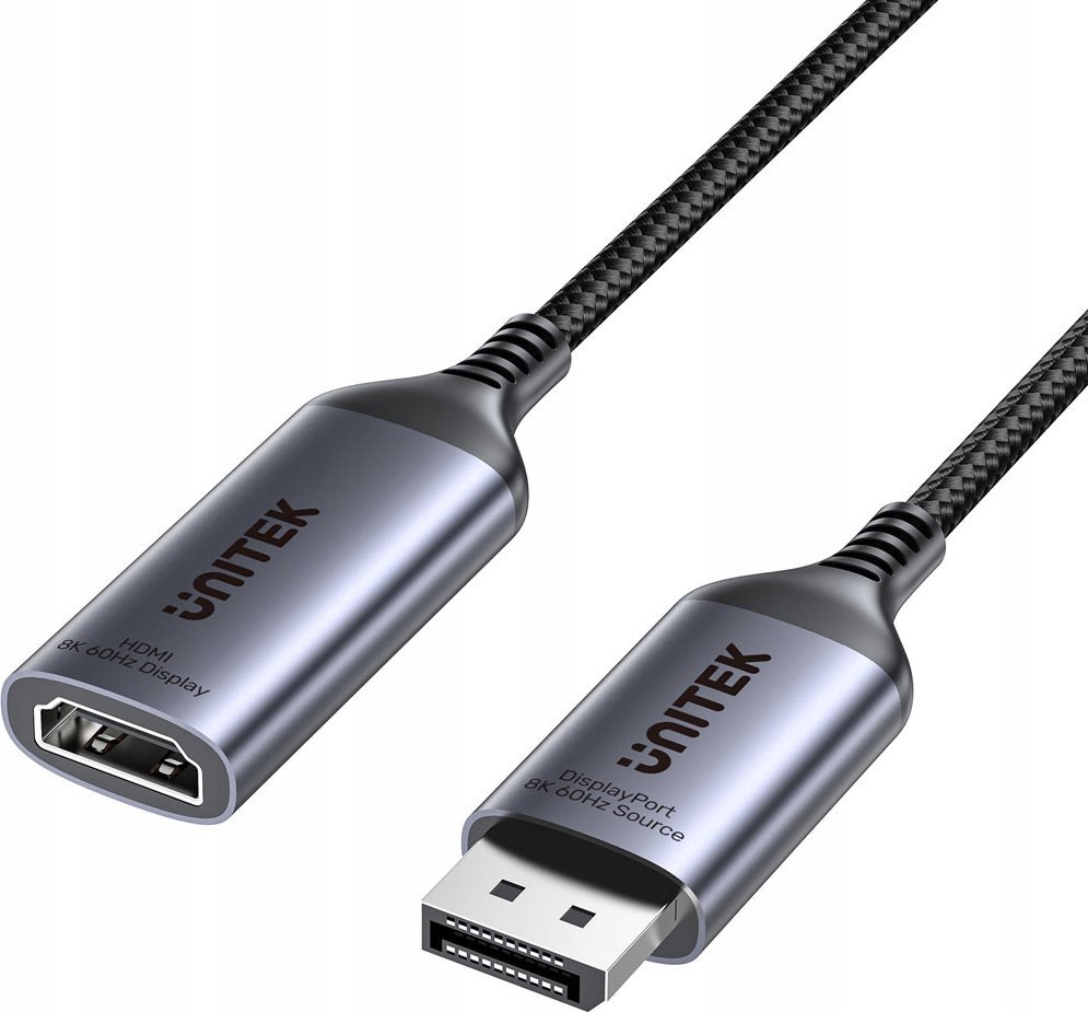 Adapter DisplayPort 1.4 në HDMI 2.1 Unitek, 8K 60Hz, set 2 copë, i zi