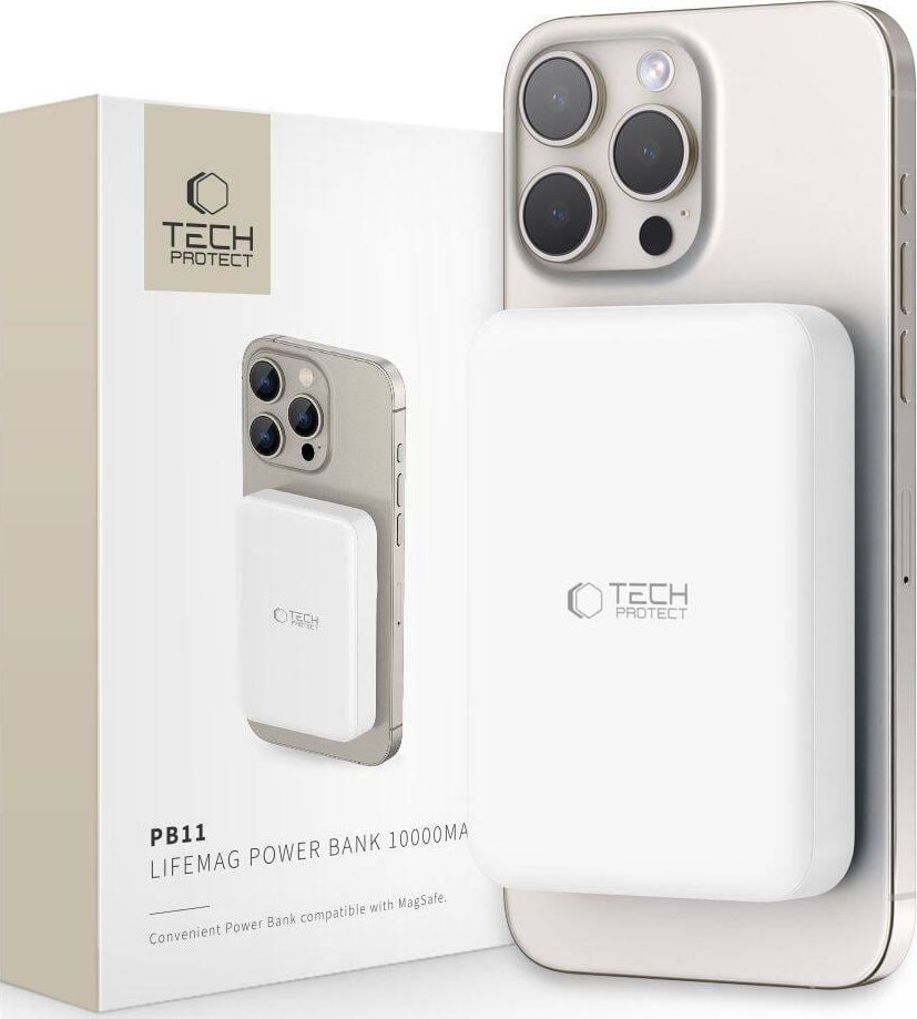 Power bankë Tech-Protect PB11 LifeMag MagSafe, 10000mAh, USB-C, e bardhë
