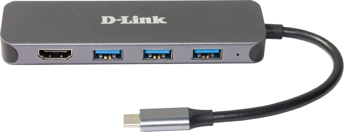 HUB USB C D Link DUB 2333, 5 në 1, HDMI 4K, gri