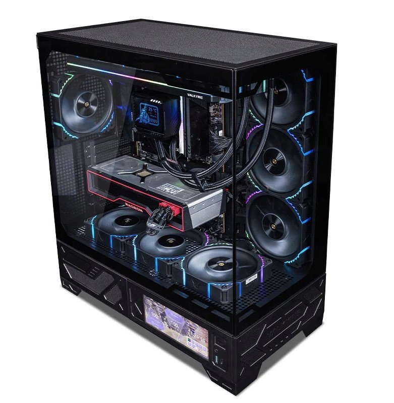 Kutia PC Valkyrie CASE VK03, panel LCD, xham i temperuar, e zezë