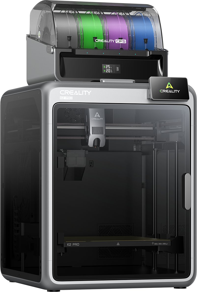 Printer 3D Creality K2 Pro Combo CFS, 300×300×300mm, shumëngjyrësh, gri hapësinor