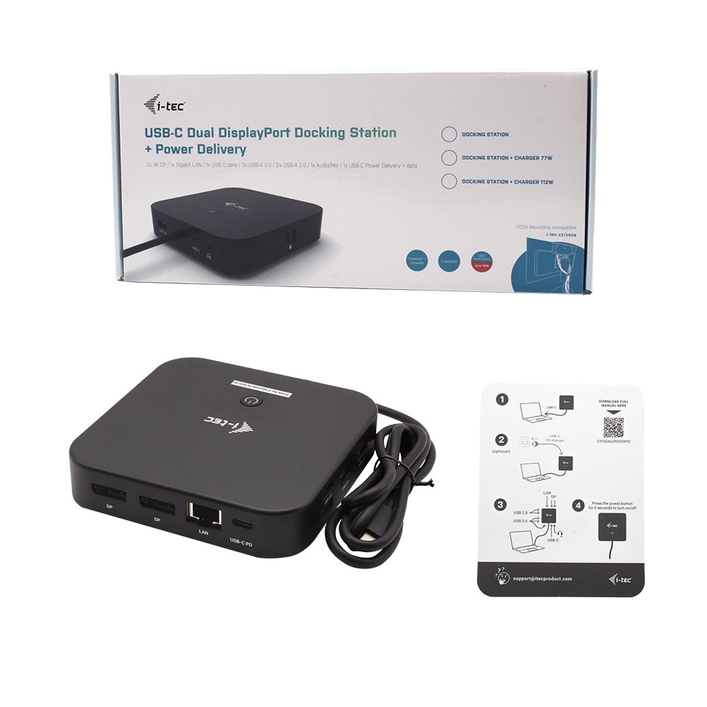 Stacion docking USB-C i-tec, Dual Display, 100W Power Delivery, i zi