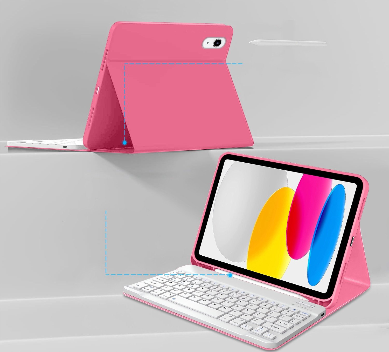 Futrollë me tastierë Tech Protect SC Pen Case, për iPad 10.9" 2022 dhe 11" 2025, Bluetooth, rozë