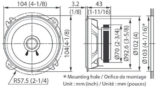 Altoparlantë makine Kenwood KFC-S1056, 4", 2 rruge, 220W
