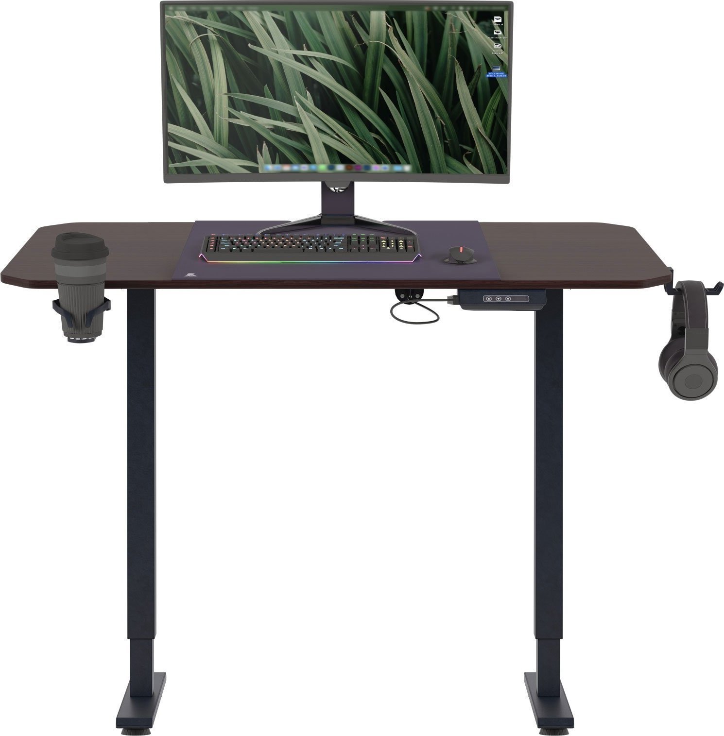 Tavolinë gaming Jan Nowak Egon 1100, rregullim elektrik lartësie, 110 cm, ngjyrë arre