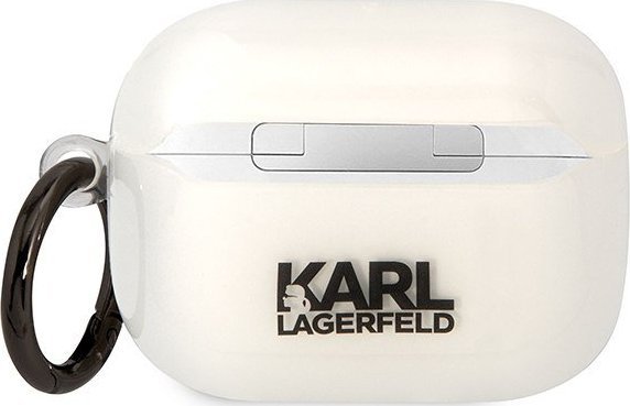 Mbulesë Karl Lagerfeld KLAPHNIKTCT për AirPods Pro, transparente, dizajn Karl`s Head