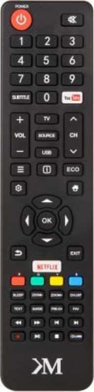 Telekomandë për TV Kruger Matz KM0243FHD S KM0240FHD S3, zëvendësuese, e zezë