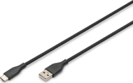 USB C кабел Digitus Silicone, 0.5m, 60W, црн