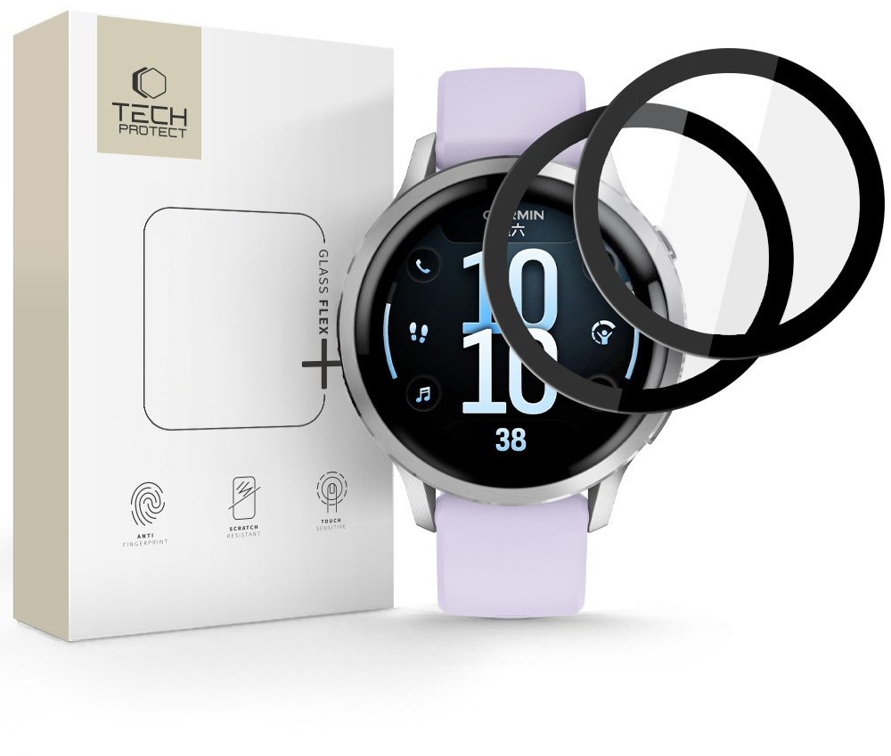 Xham mbrojtës Tech-Protect Glass Flex+, 2 copë, për Garmin Venu 4 41mm, i zi