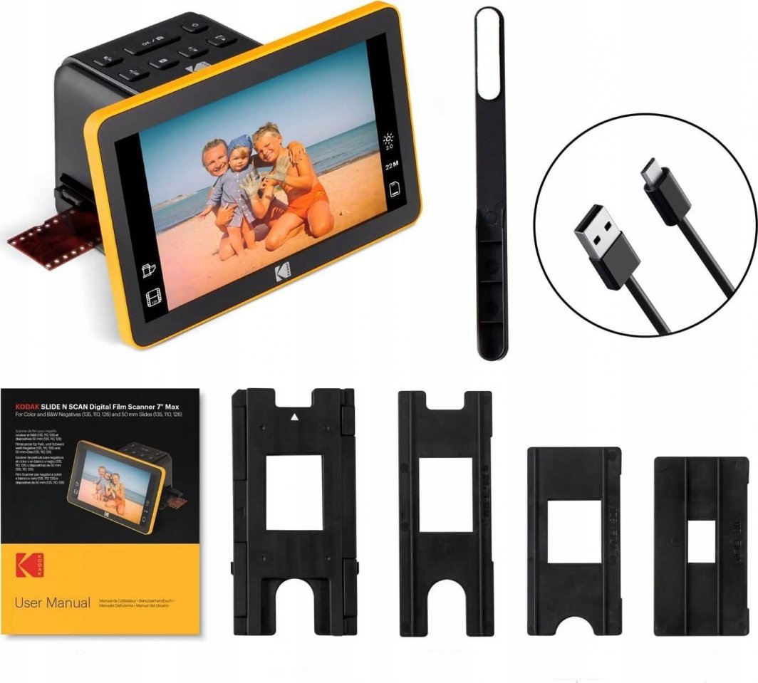 Skaner filmi dhe slajdesh Kodak Slide N SCAN, ekran 5", konvertim në JPEG, i zi