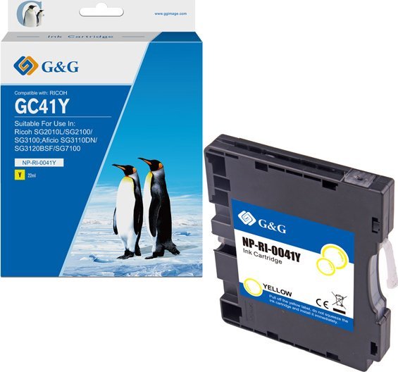 Kasetë boje G&amp;G Compatible Ricoh GC41Y, inkjet, 2200 faqe, e verdhë
