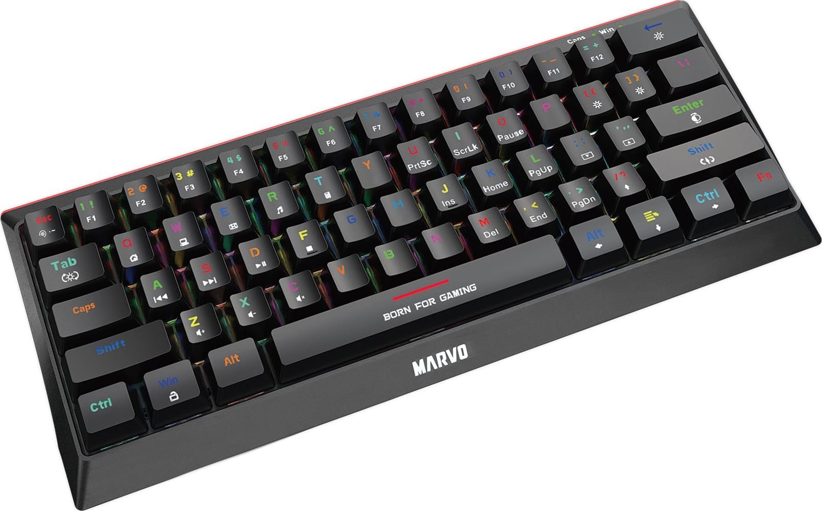 Tastierë gaming Marvo KG962EN B, mekanike Blue, 60%, me drita, e zezë